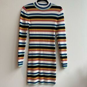 BP. Womens Mini Dress Sweater Knitted Bodycon Stripe Multicolor Size Extra Small